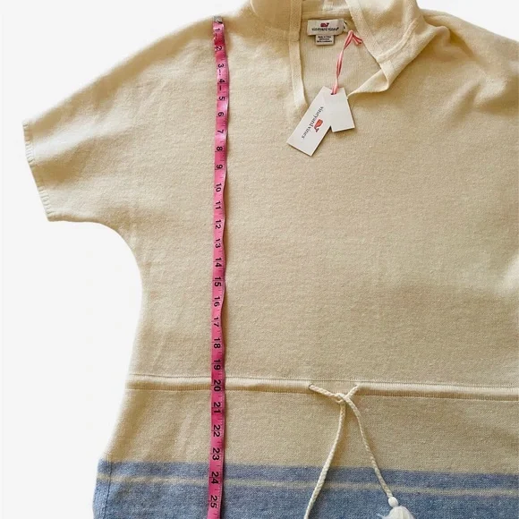 Vineyard Vines hooded sweater stripe Cashmere/Linen, SZ medium, ivory, (NWT) - Picture 13 of 14